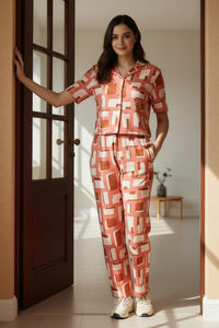 Zivame 2 Mile Fashion Knit Cotton Loungewear Set - Burnt Sienna — thumbnail 4